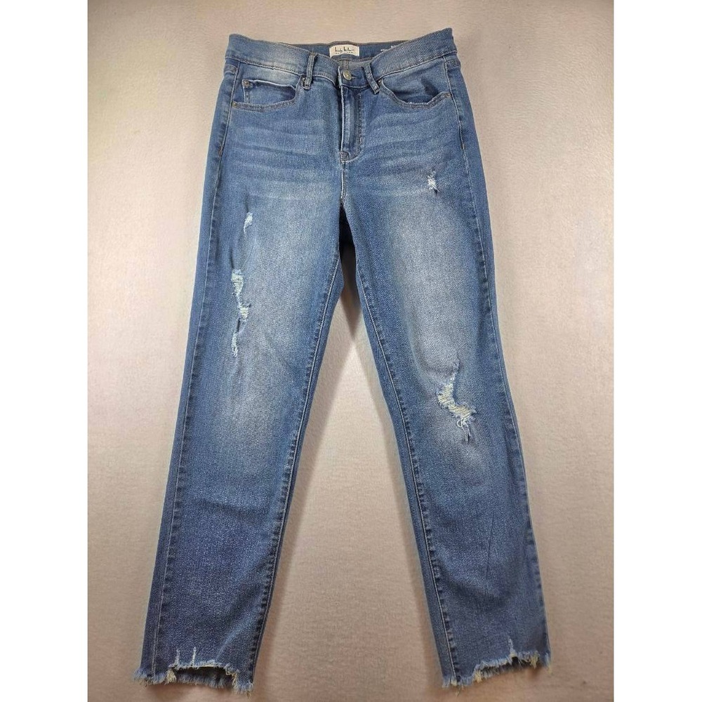 Nicole Miller New York Soho High Rise Ankle Slim Distressed Jeans Blue Size 8